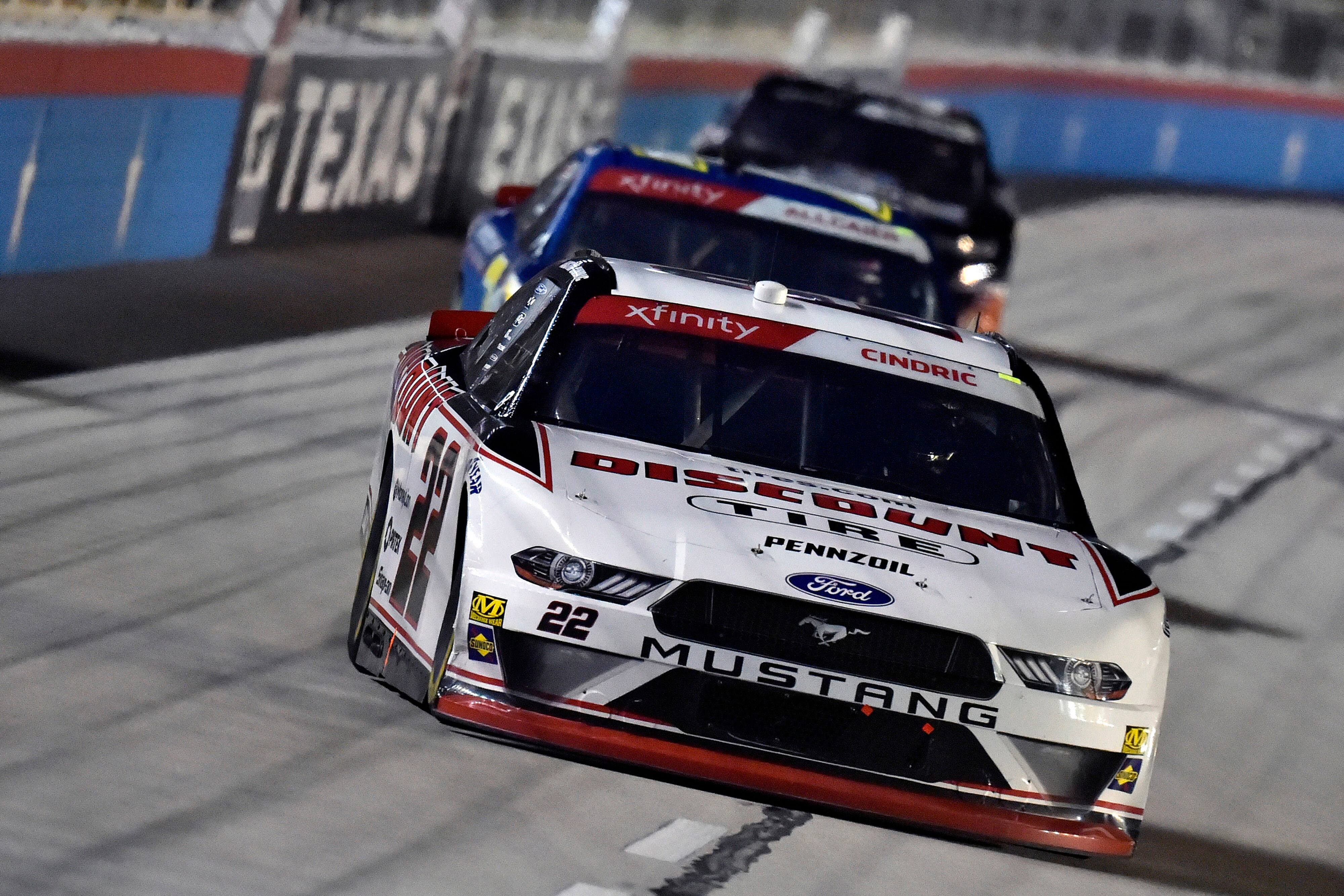 Team Penske's Austin Cindric (third) led the Xfinity Series Mustangs in the Round of 8 playoff race. Team Penske's Austin Cindric (third) led the Xfinity Series Mustangs in the Round of 8 playoff race.